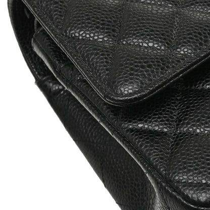 Chanel 2019 Black Caviar Skin Medium Classic Double Flap Shoulder Bag