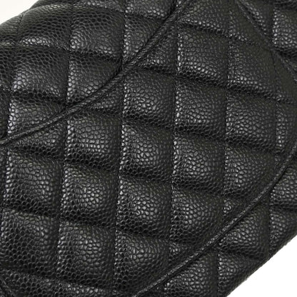Chanel 2019 Black Caviar Skin Medium Classic Double Flap Shoulder Bag