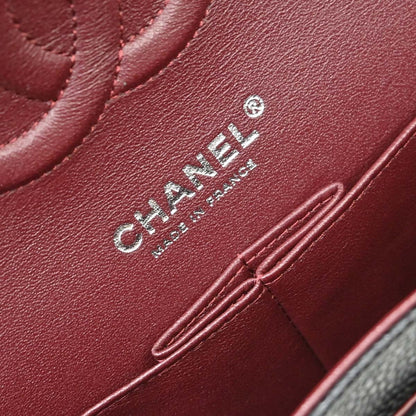 Chanel 2019 Black Caviar Skin Medium Classic Double Flap Shoulder Bag