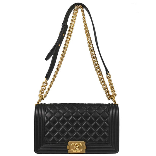 Boy Chanel 2017 Black Lambskin Medium Shoulder Bag