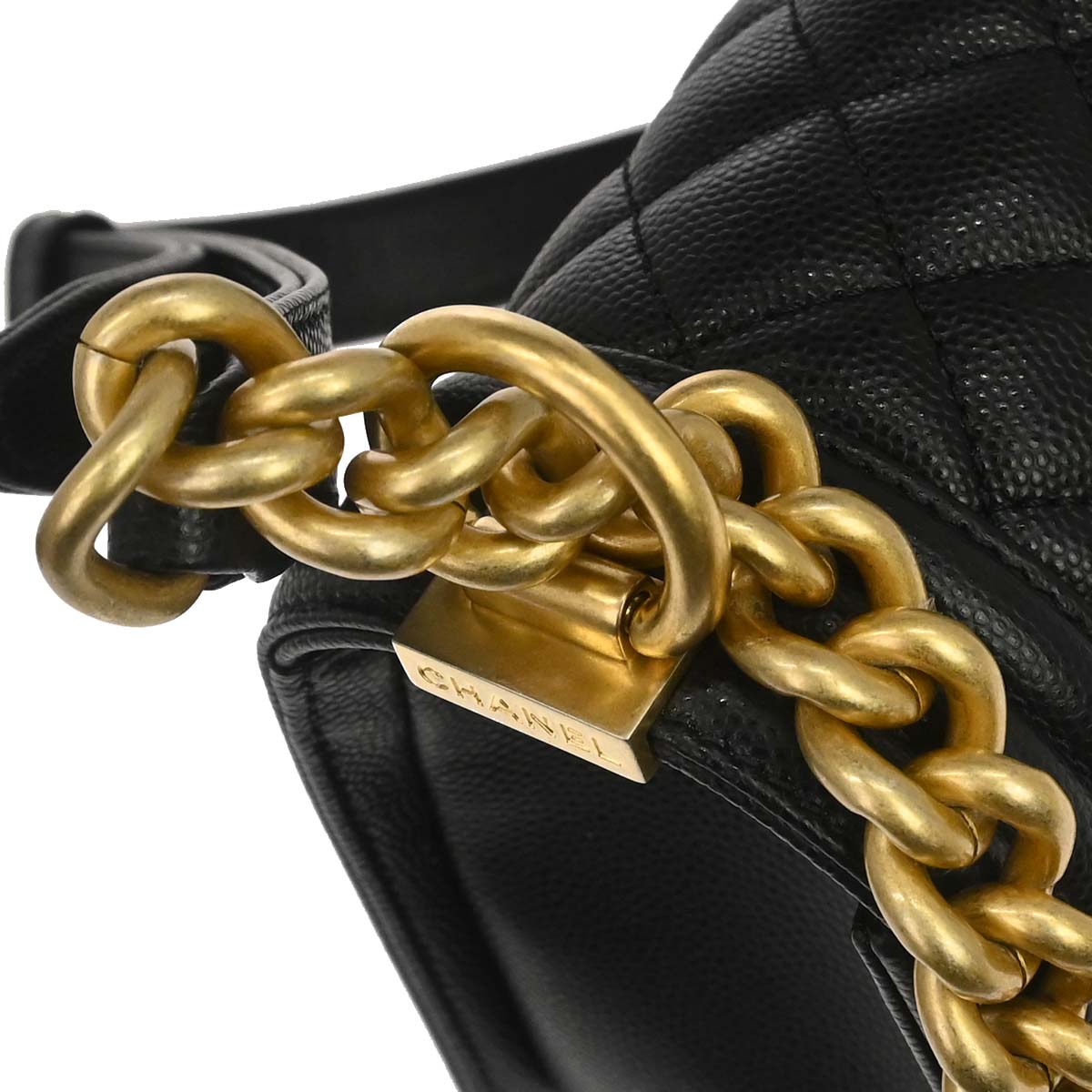 Boy Chanel 2018-2019 Black Caviar Skin Medium Shoulder Bag