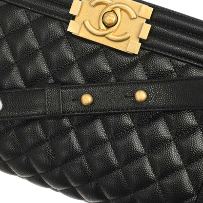 Boy Chanel 2018-2019 Black Caviar Skin Medium Shoulder Bag