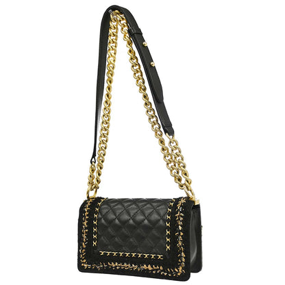 Boy Chanel 2017 Black Lambskin Tweed Small Chain Shoulder Bag
