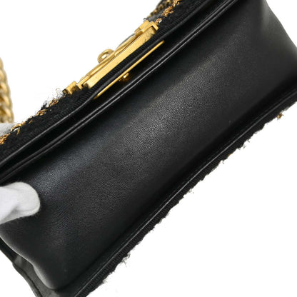 Boy Chanel 2017 Black Lambskin Tweed Small Chain Shoulder Bag
