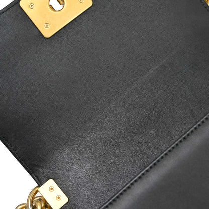 Boy Chanel 2017 Black Lambskin Tweed Small Chain Shoulder Bag