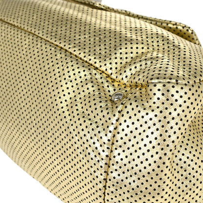 Chanel 2008-2009 Gold Perforated Lambskin Mademoiselle Lock Accordion Flap Bag
