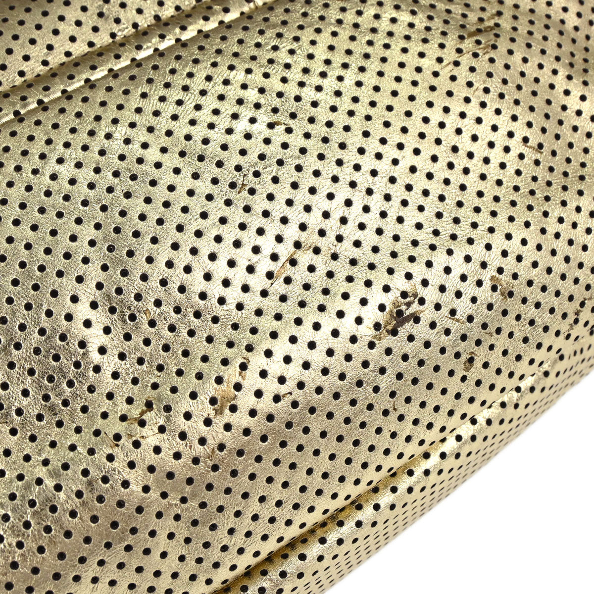 Chanel 2008-2009 Gold Perforated Lambskin Mademoiselle Lock Accordion Flap Bag