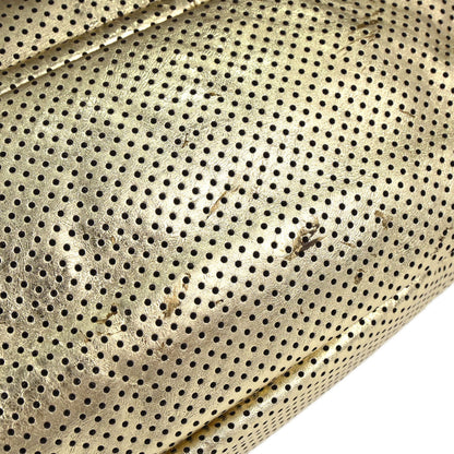 Chanel 2008-2009 Gold Perforated Lambskin Mademoiselle Lock Accordion Flap Bag