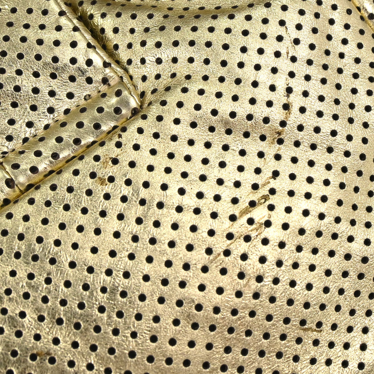 Chanel 2008-2009 Gold Perforated Lambskin Mademoiselle Lock Accordion Flap Bag