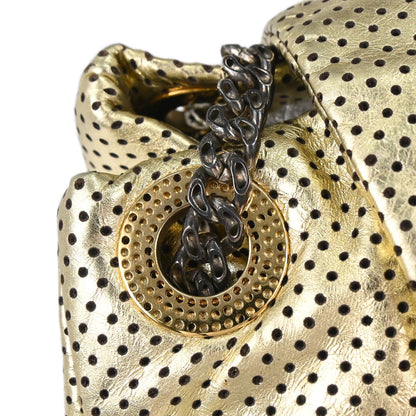 Chanel 2008-2009 Gold Perforated Lambskin Mademoiselle Lock Accordion Flap Bag