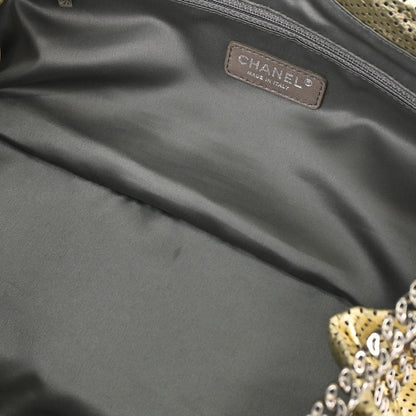 Chanel 2008-2009 Gold Perforated Lambskin Mademoiselle Lock Accordion Flap Bag