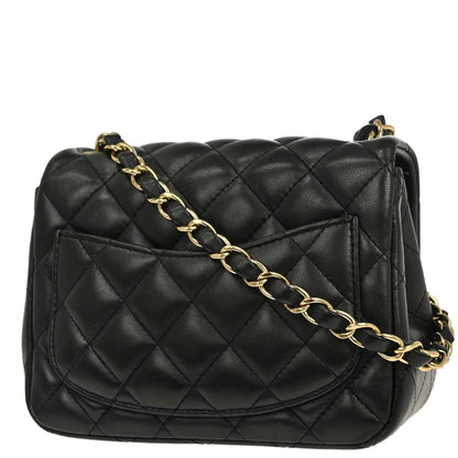 Chanel 2019 Black Lambskin Mini Classic Square Flap Shoulder Bag 17