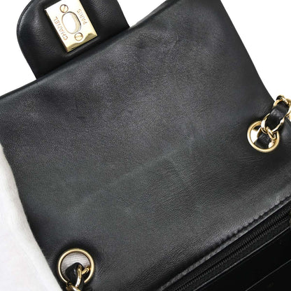 Chanel 2019 Black Lambskin Mini Classic Square Flap Shoulder Bag 17