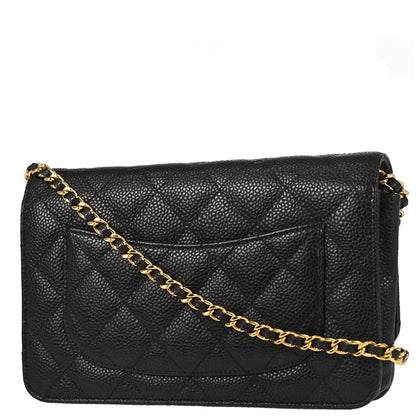 Chanel 2019 Black Caviar Skin Classic WOC Wallet on Chain Bag