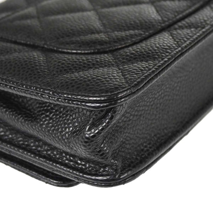 Chanel 2019 Black Caviar Skin Classic WOC Wallet on Chain Bag
