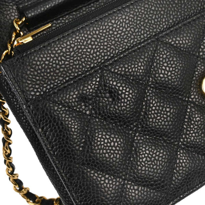 Chanel 2019 Black Caviar Skin Classic WOC Wallet on Chain Bag