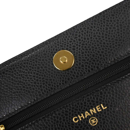 Chanel 2019 Black Caviar Skin Classic WOC Wallet on Chain Bag