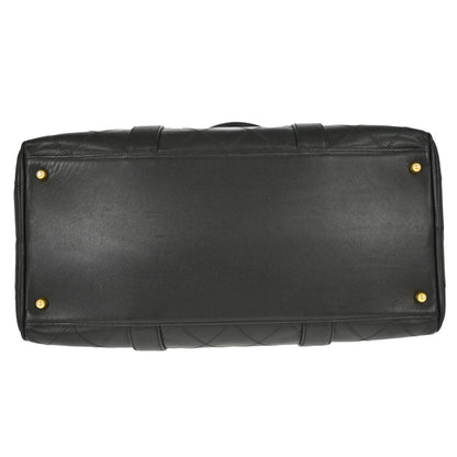 Chanel 1994-1996 Black Lambskin Bicolore 2way Shoulder Duffle Handbag