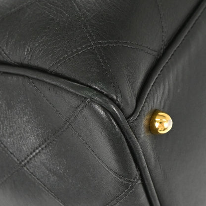 Chanel 1994-1996 Black Lambskin Bicolore 2way Shoulder Duffle Handbag