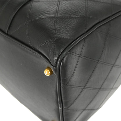 Chanel 1994-1996 Black Lambskin Bicolore 2way Shoulder Duffle Handbag