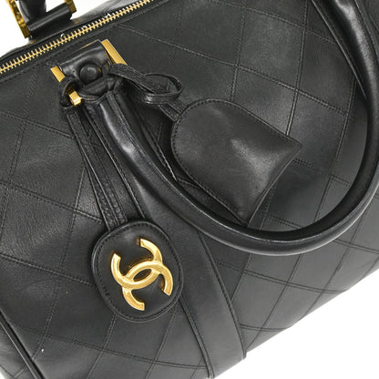 Chanel 1994-1996 Black Lambskin Bicolore 2way Shoulder Duffle Handbag