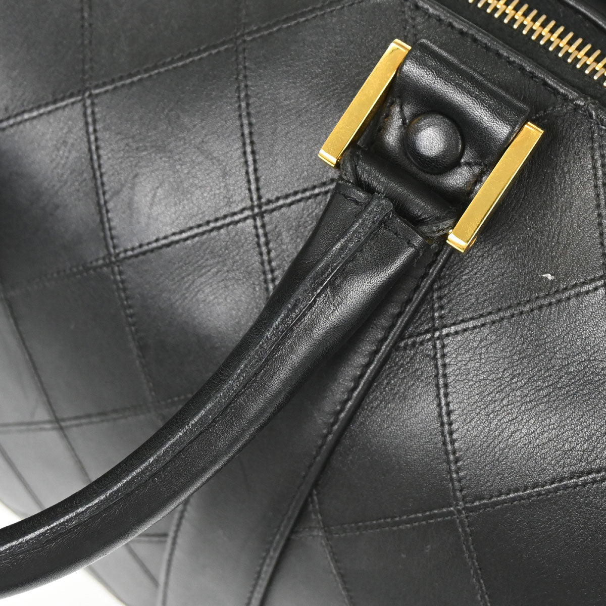 Chanel 1994-1996 Black Lambskin Bicolore 2way Shoulder Duffle Handbag