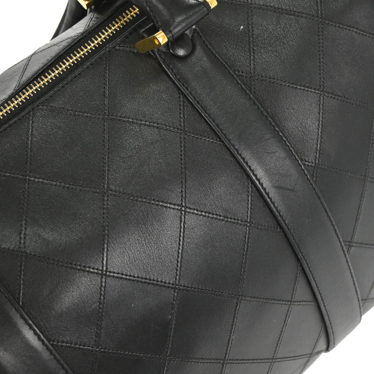 Chanel 1994-1996 Black Lambskin Bicolore 2way Shoulder Duffle Handbag