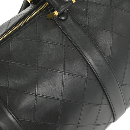Chanel 1994-1996 Black Lambskin Bicolore 2way Shoulder Duffle Handbag