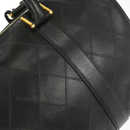 Chanel 1994-1996 Black Lambskin Bicolore 2way Shoulder Duffle Handbag