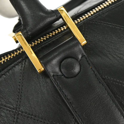 Chanel 1994-1996 Black Lambskin Bicolore 2way Shoulder Duffle Handbag