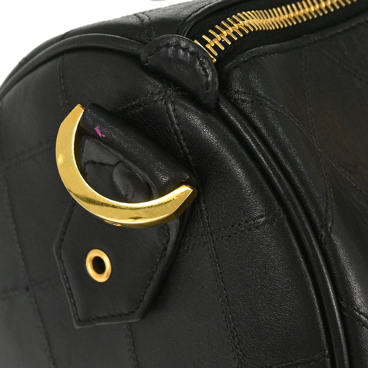 Chanel 1994-1996 Black Lambskin Bicolore 2way Shoulder Duffle Handbag