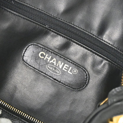 Chanel 1994-1996 Black Lambskin Bicolore 2way Shoulder Duffle Handbag