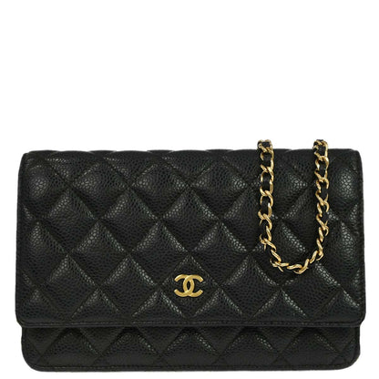 Chanel 2018-2019 Black Caviar Skin Classic WOC Wallet on Chain Bag