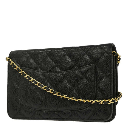Chanel 2019 Black Caviar Skin Classic WOC Wallet on Chain Bag