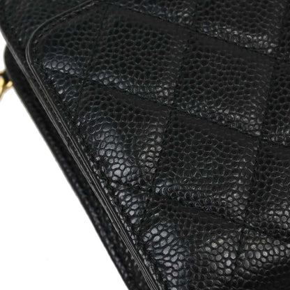 Chanel 2019 Black Caviar Skin Classic WOC Wallet on Chain Bag