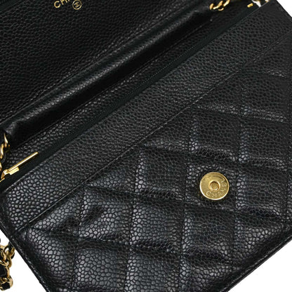 Chanel 2019 Black Caviar Skin Classic WOC Wallet on Chain Bag