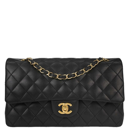 Chanel 2010-2011 Black Lambskin Medium Classic Double Flap Shoulder Bag