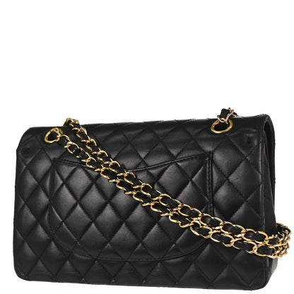 Chanel 2010-2011 Black Lambskin Medium Classic Double Flap Shoulder Bag