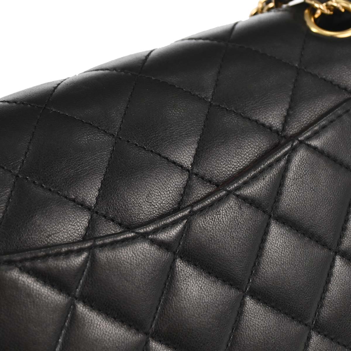 Chanel 2010-2011 Black Lambskin Medium Classic Double Flap Shoulder Bag