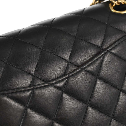 Chanel 2010-2011 Black Lambskin Medium Classic Double Flap Shoulder Bag