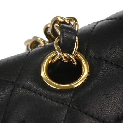 Chanel 2010-2011 Black Lambskin Medium Classic Double Flap Shoulder Bag