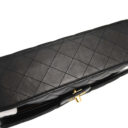 Chanel 2010-2011 Black Lambskin Medium Classic Double Flap Shoulder Bag