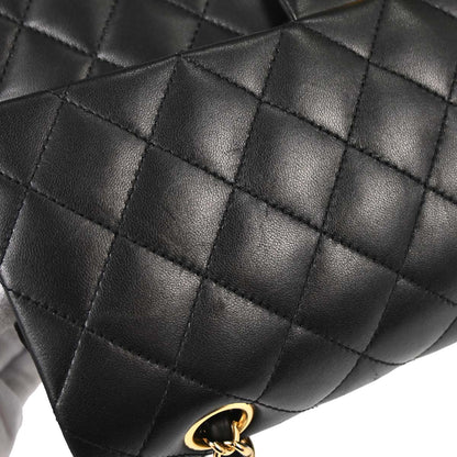 Chanel 2010-2011 Black Lambskin Medium Classic Double Flap Shoulder Bag