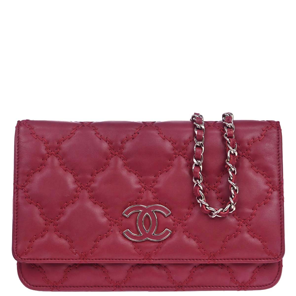 Chanel 2013-2014 Red Calfskin Hamptons WOC Wallet on Chain Bag