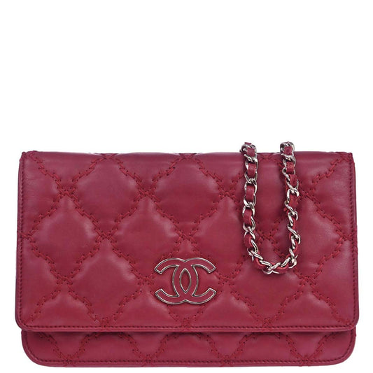 Chanel 2013-2014 Red Calfskin Hamptons WOC Wallet on Chain Bag