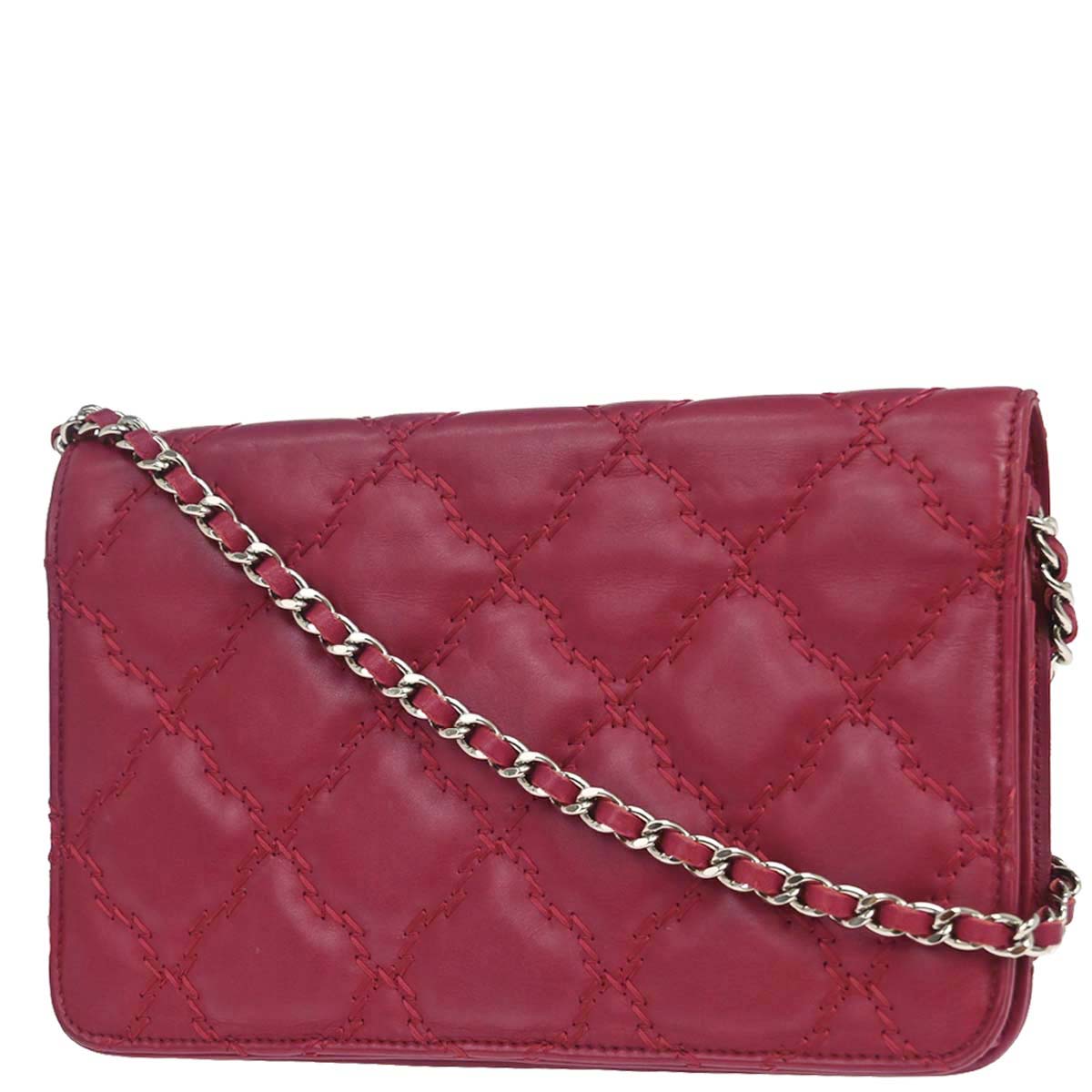 Chanel 2013-2014 Red Calfskin Hamptons WOC Wallet on Chain Bag
