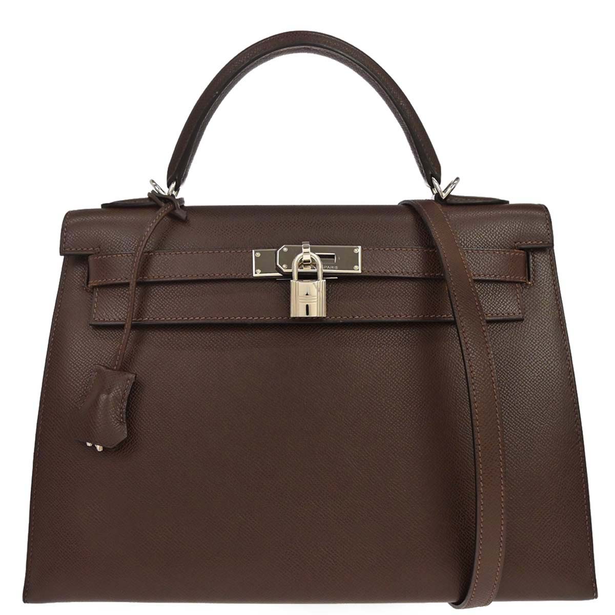 Hermes Chocolat Epsom Kelly 32 Sellier 2way Shoulder Handbag