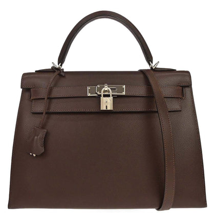 Hermes Chocolat Epsom Kelly 32 Sellier 2way Shoulder Handbag