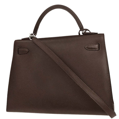 Hermes Chocolat Epsom Kelly 32 Sellier 2way Shoulder Handbag