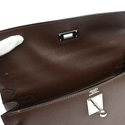 Hermes Chocolat Epsom Kelly 32 Sellier 2way Shoulder Handbag